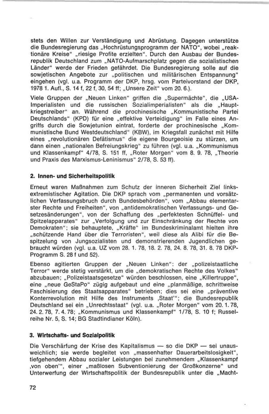 Seite 72 des Verfassungsschutzbericht 1978 Bund