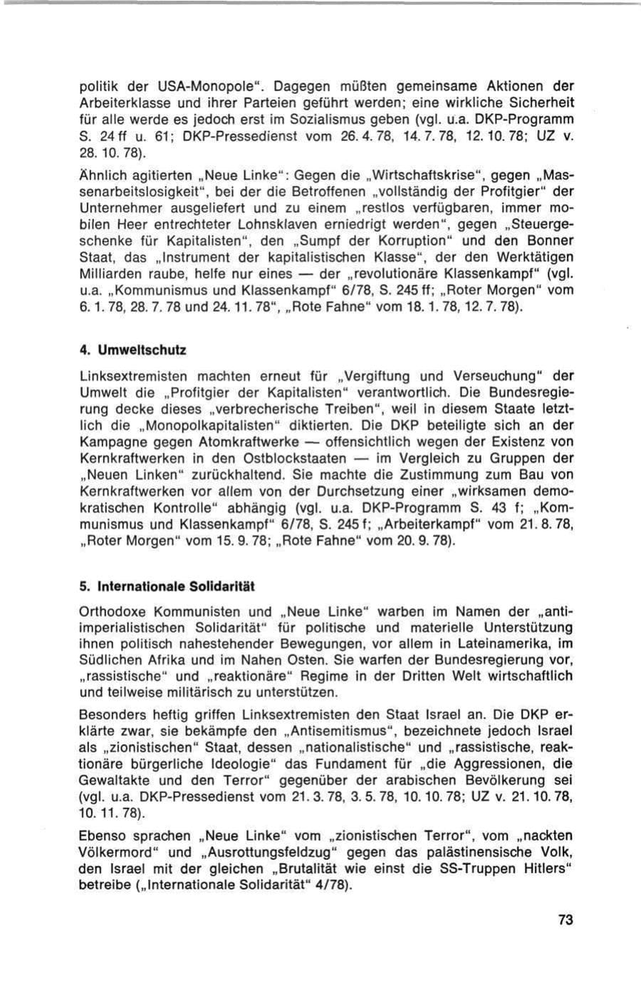 Seite 73 des Verfassungsschutzbericht 1978 Bund
