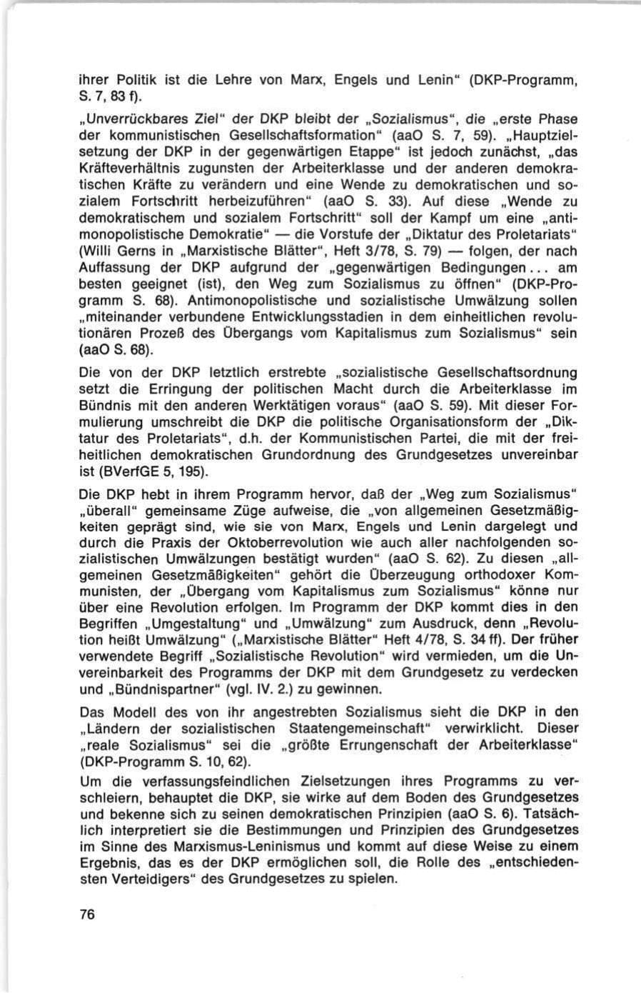 Seite 76 des Verfassungsschutzbericht 1978 Bund