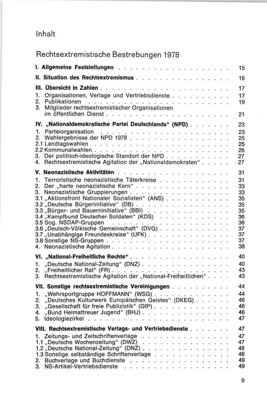 Seite 9 des Verfassungsschutzbericht 1978 Bund