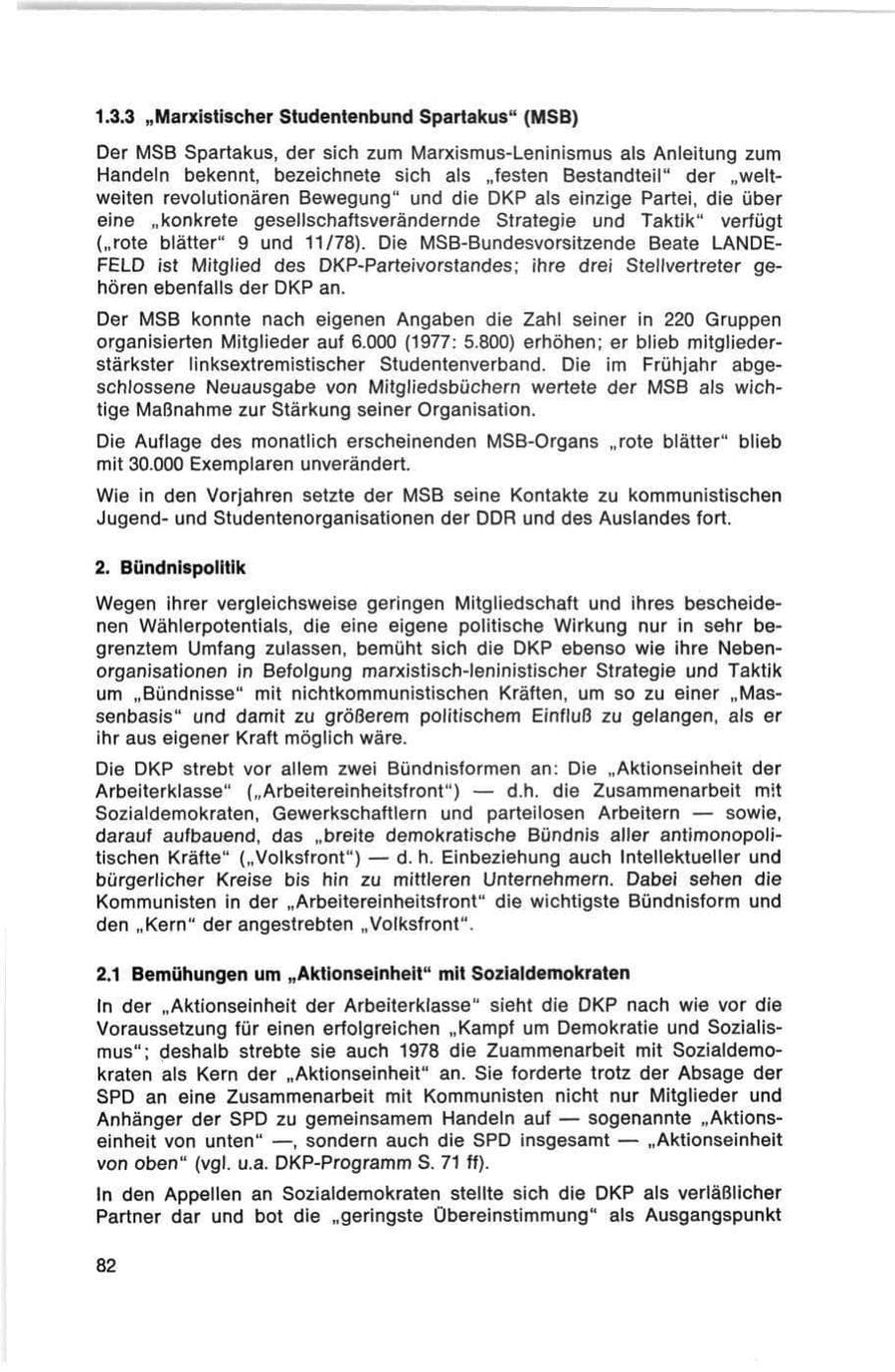 Seite 82 des Verfassungsschutzbericht 1978 Bund