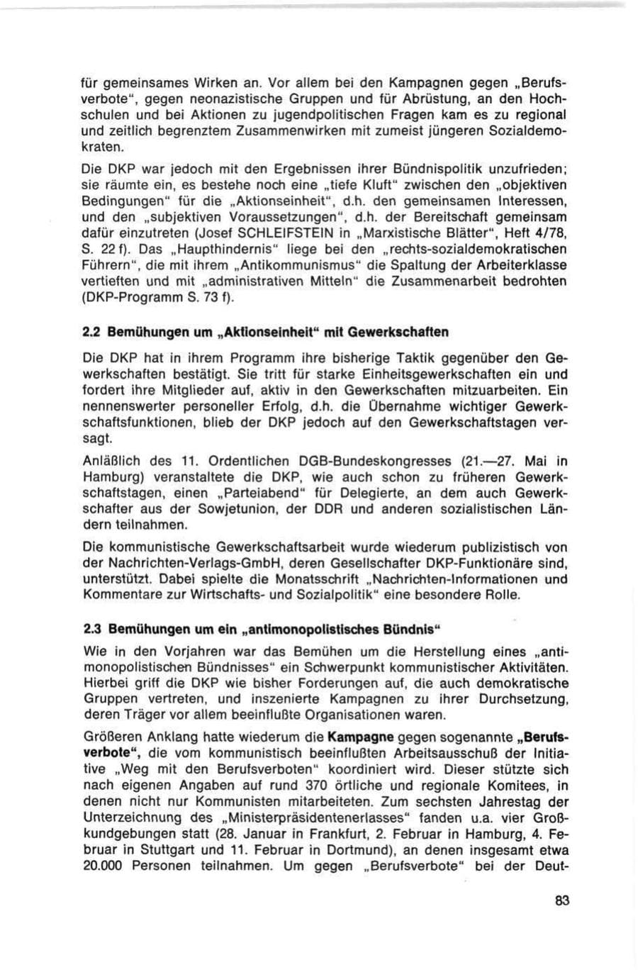 Seite 83 des Verfassungsschutzbericht 1978 Bund