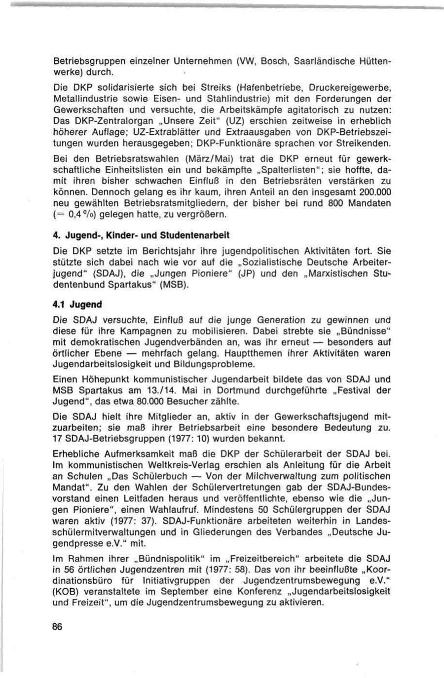 Seite 86 des Verfassungsschutzbericht 1978 Bund