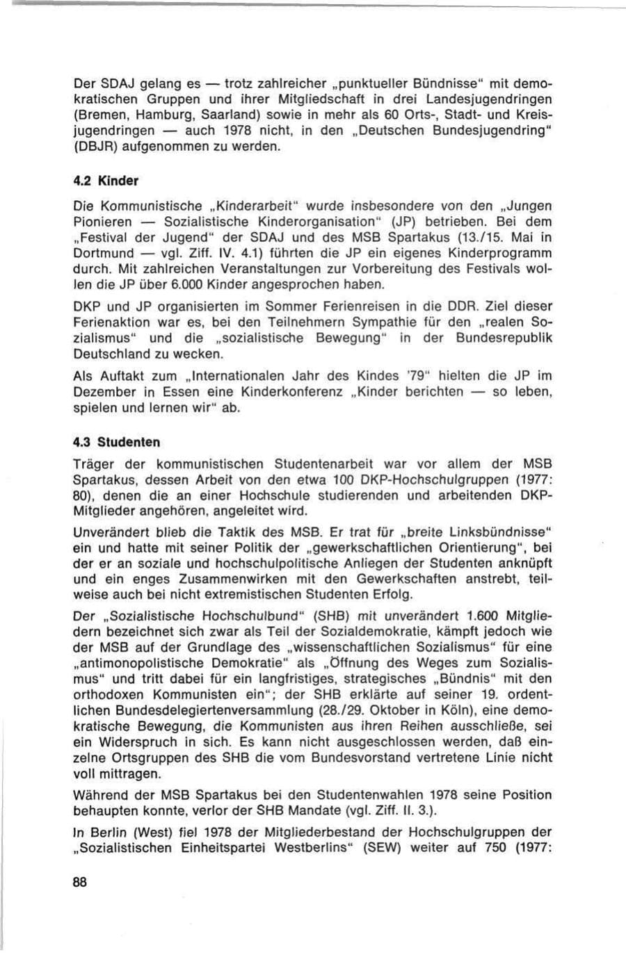 Seite 88 des Verfassungsschutzbericht 1978 Bund