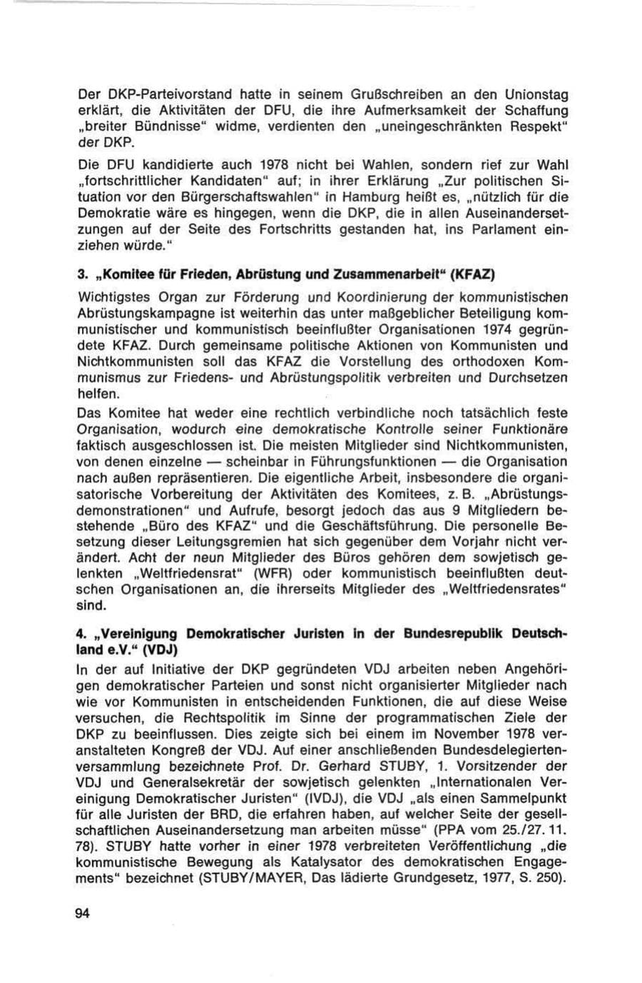 Seite 94 des Verfassungsschutzbericht 1978 Bund