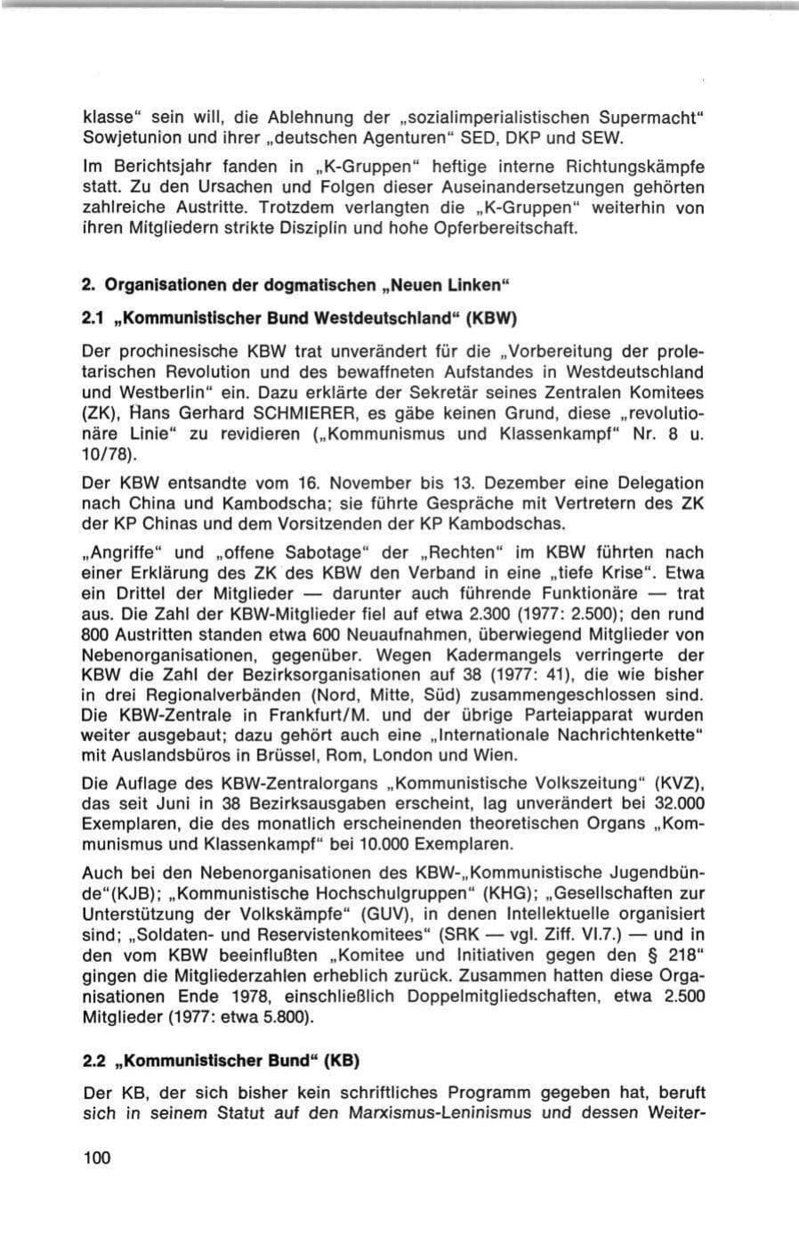 Seite 100 des Verfassungsschutzbericht 1978 Bund