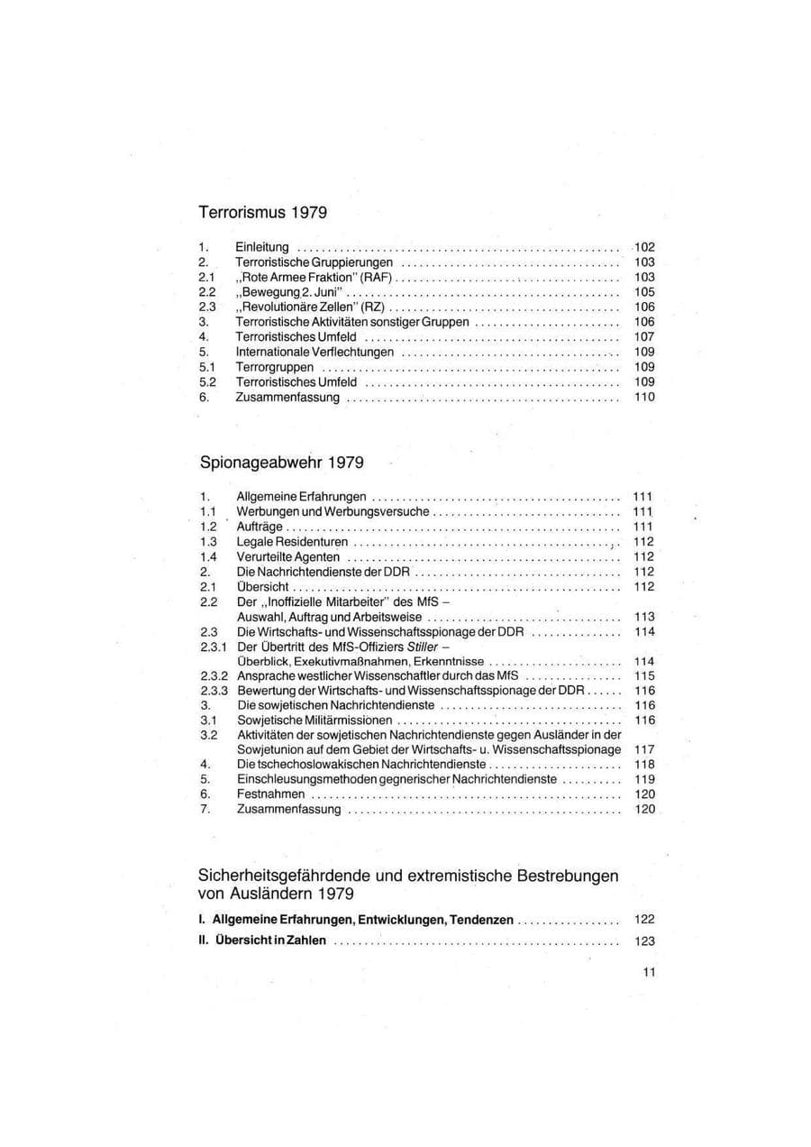 Seite 11 des Verfassungsschutzbericht 1979 Bund