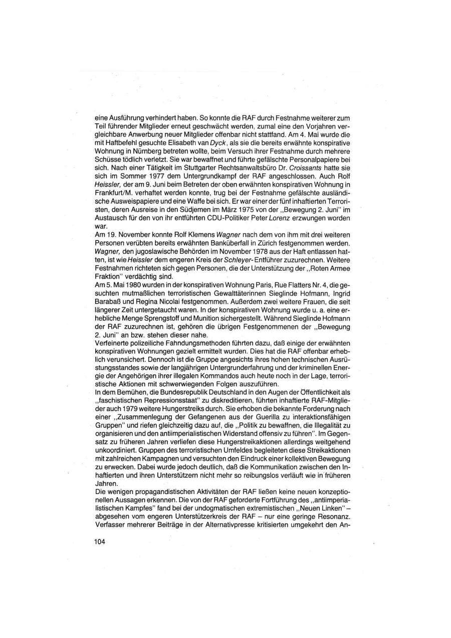 Seite 104 des Verfassungsschutzbericht 1979 Bund
