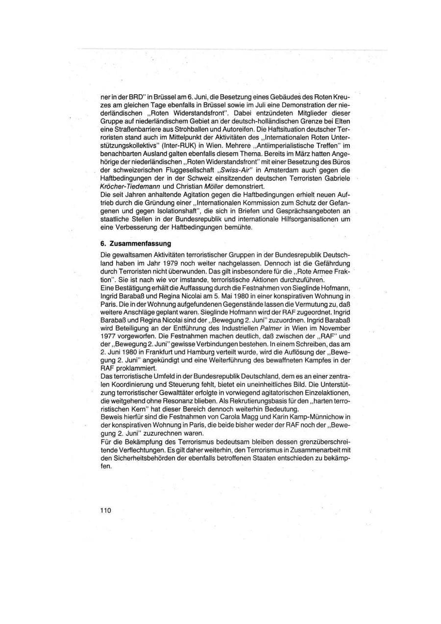Seite 110 des Verfassungsschutzbericht 1979 Bund