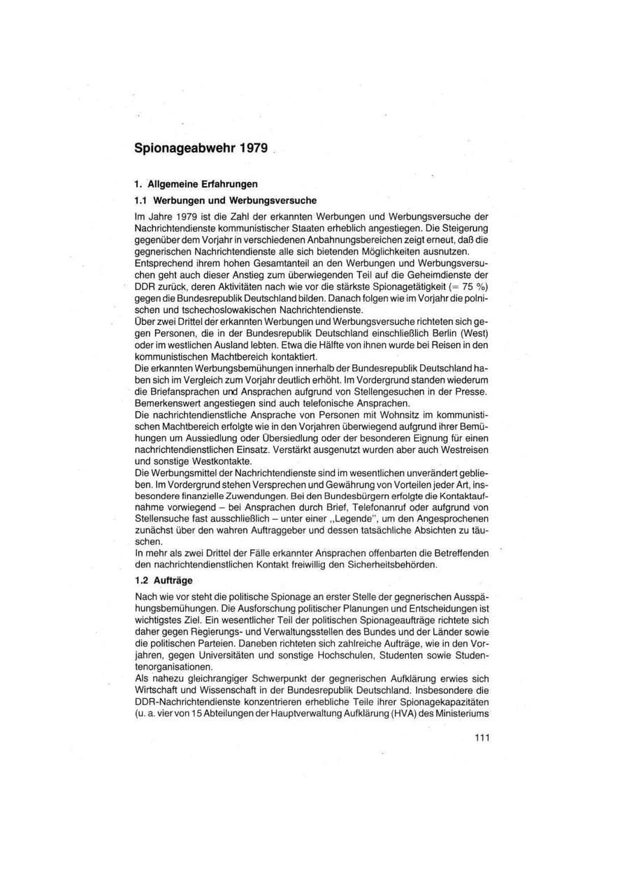Seite 111 des Verfassungsschutzbericht 1979 Bund