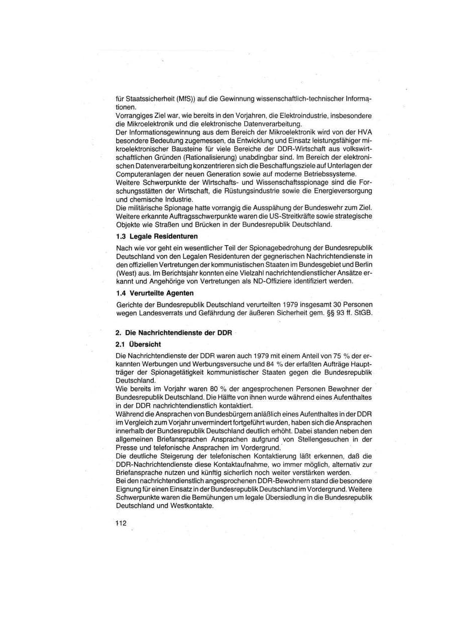 Seite 112 des Verfassungsschutzbericht 1979 Bund