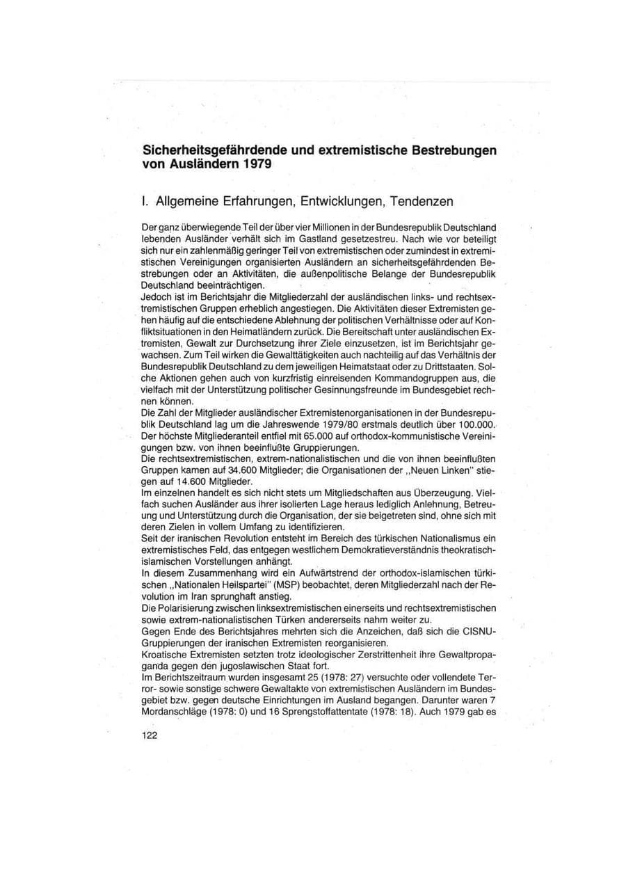 Seite 122 des Verfassungsschutzbericht 1979 Bund