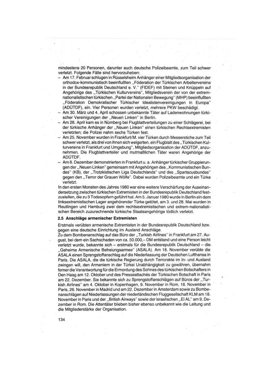 Seite 134 des Verfassungsschutzbericht 1979 Bund