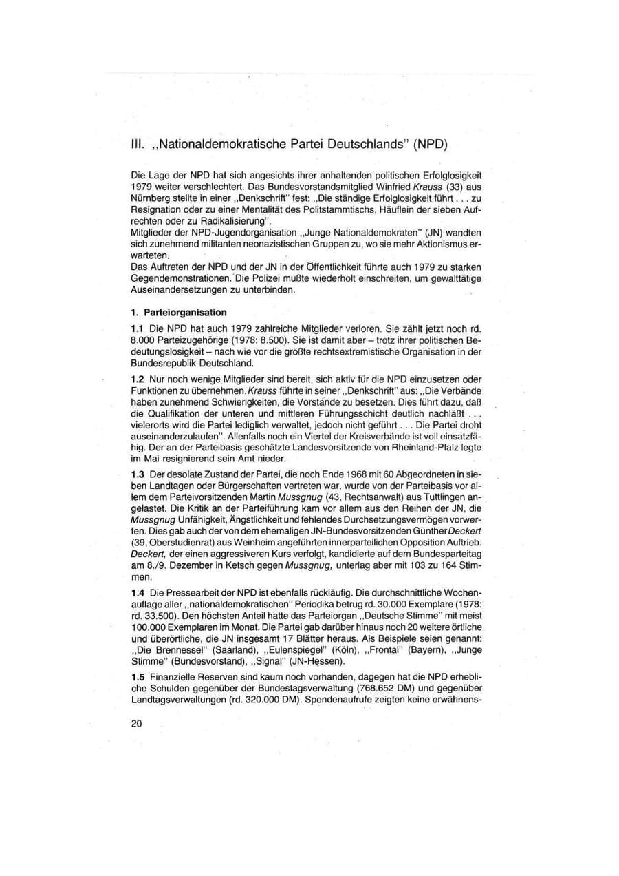 Seite 20 des Verfassungsschutzbericht 1979 Bund