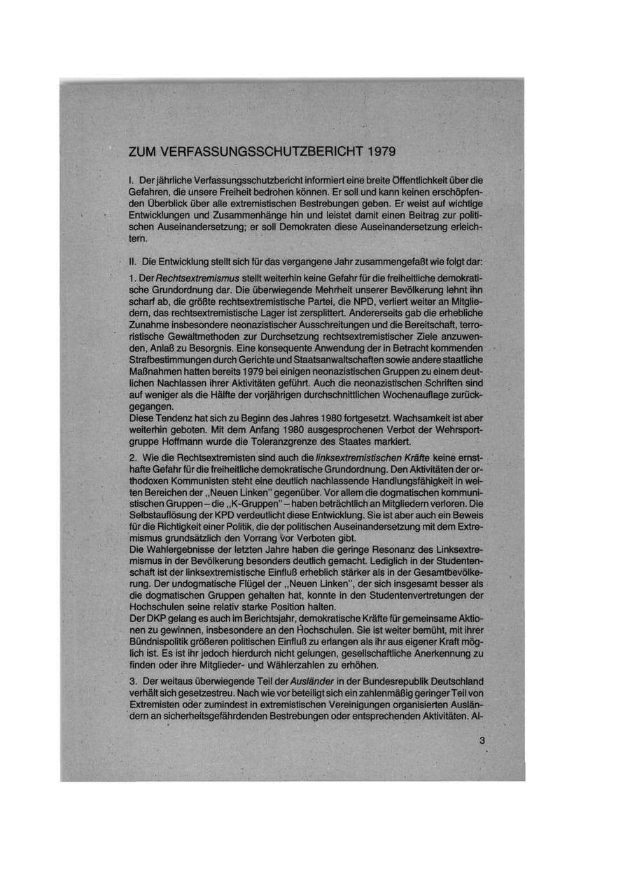 Seite 3 des Verfassungsschutzbericht 1979 Bund