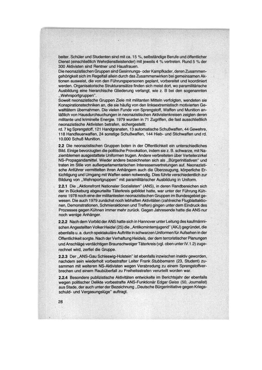 Seite 28 des Verfassungsschutzbericht 1979 Bund