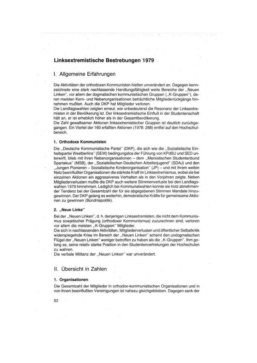 Seite 52 des Verfassungsschutzbericht 1979 Bund