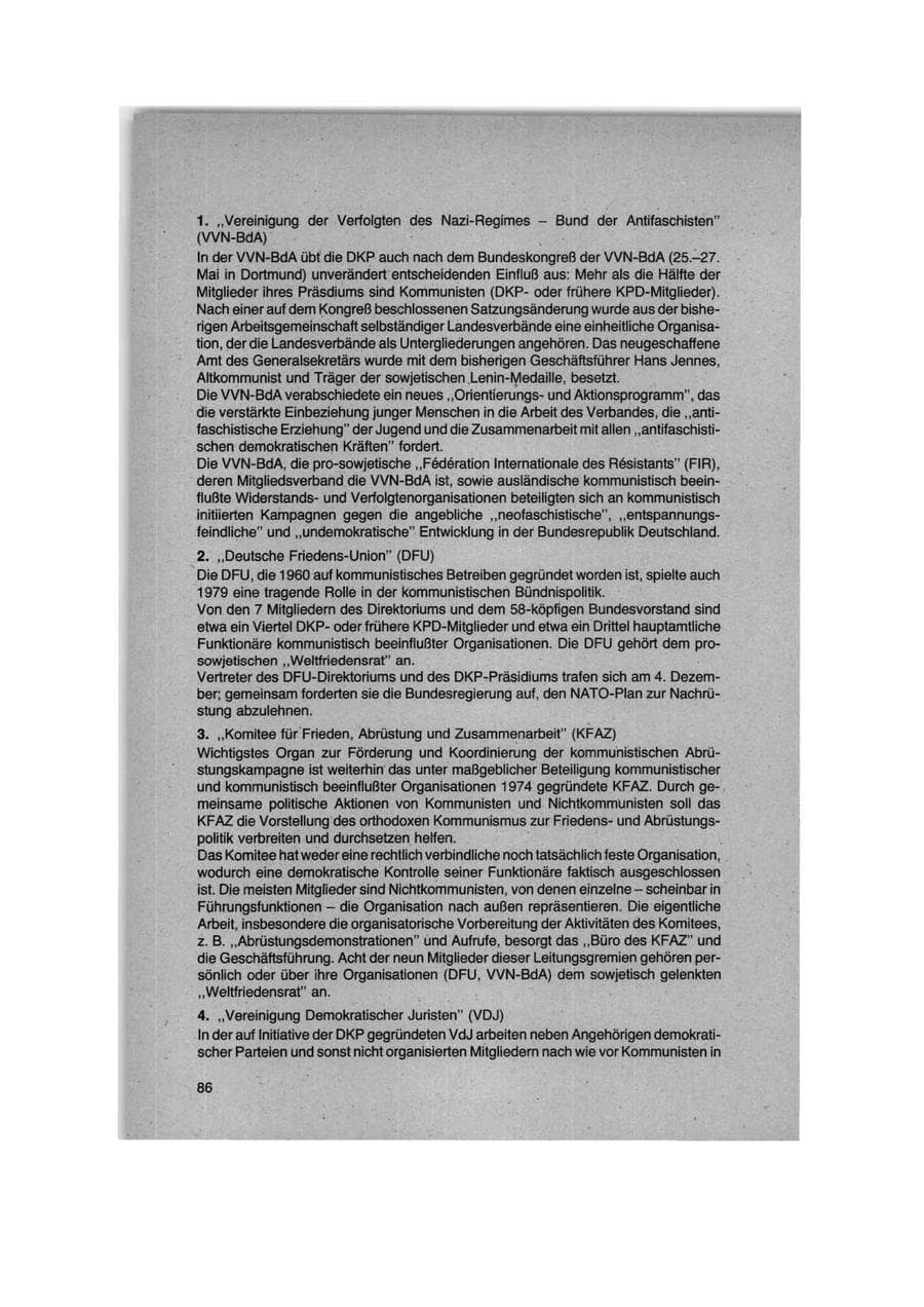 Seite 86 des Verfassungsschutzbericht 1979 Bund
