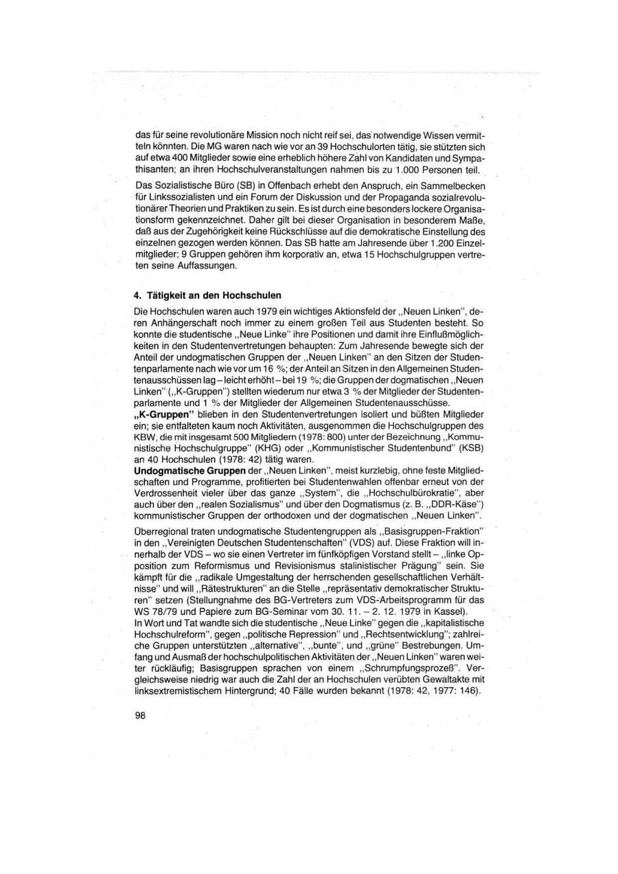 Seite 98 des Verfassungsschutzbericht 1979 Bund