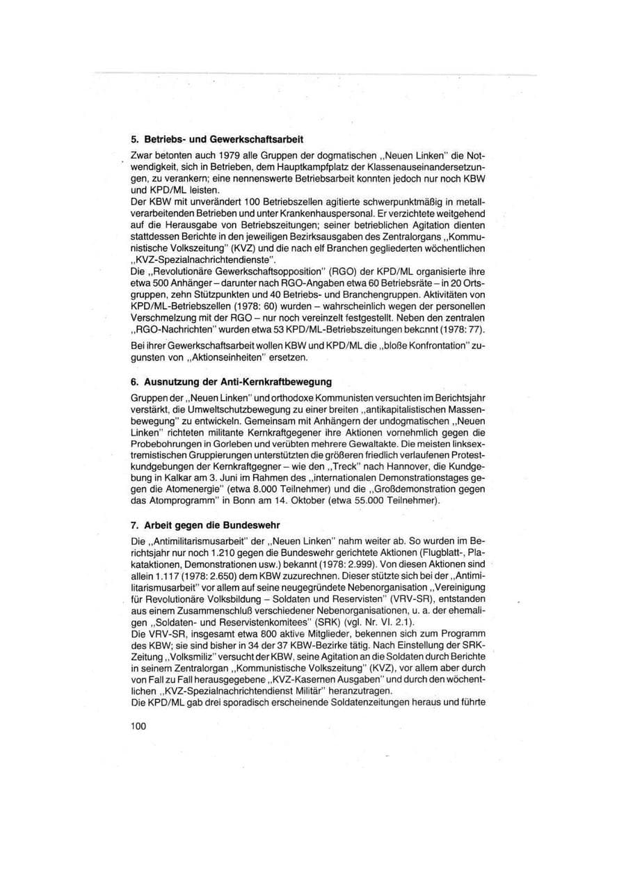 Seite 100 des Verfassungsschutzbericht 1979 Bund