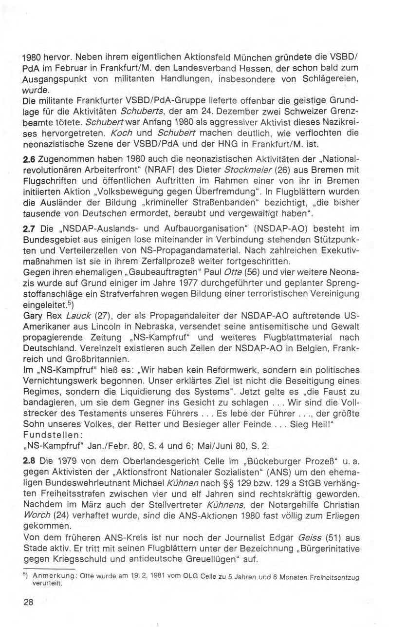 Seite 29 des Verfassungsschutzbericht 1980 Bund
