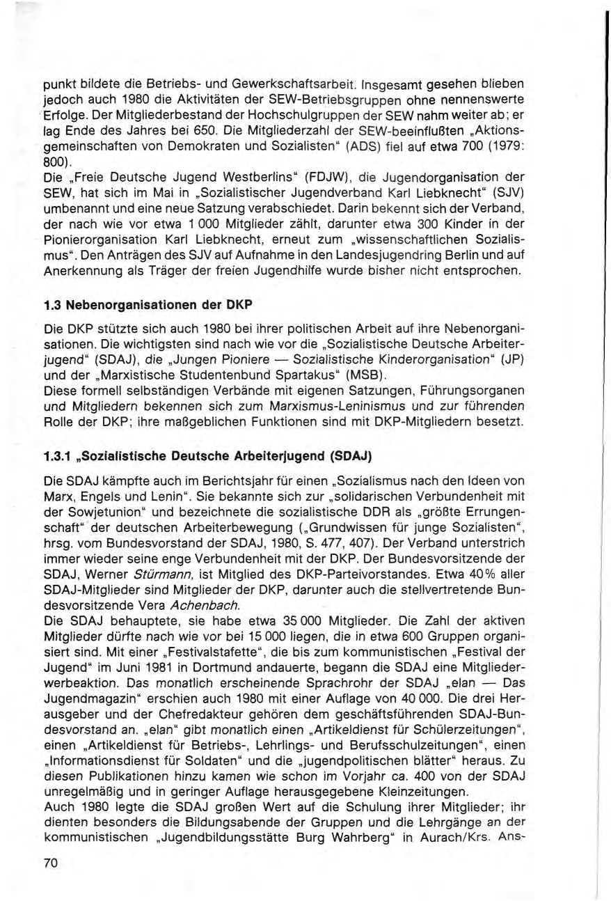 Seite 71 des Verfassungsschutzbericht 1980 Bund
