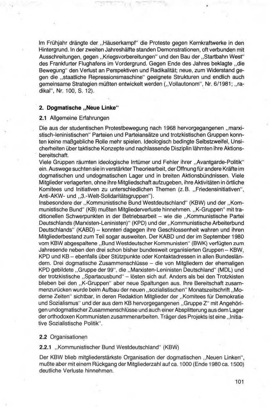 Seite 101 des Verfassungsschutzbericht 1981 Bund