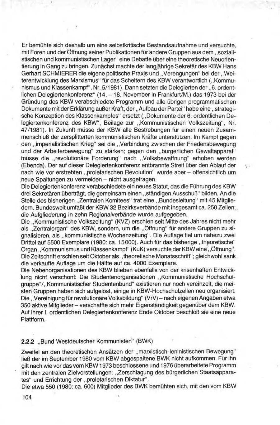 Seite 104 des Verfassungsschutzbericht 1981 Bund