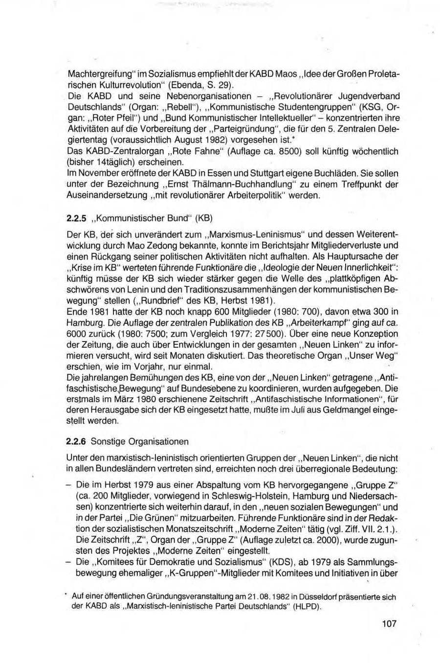 Seite 107 des Verfassungsschutzbericht 1981 Bund