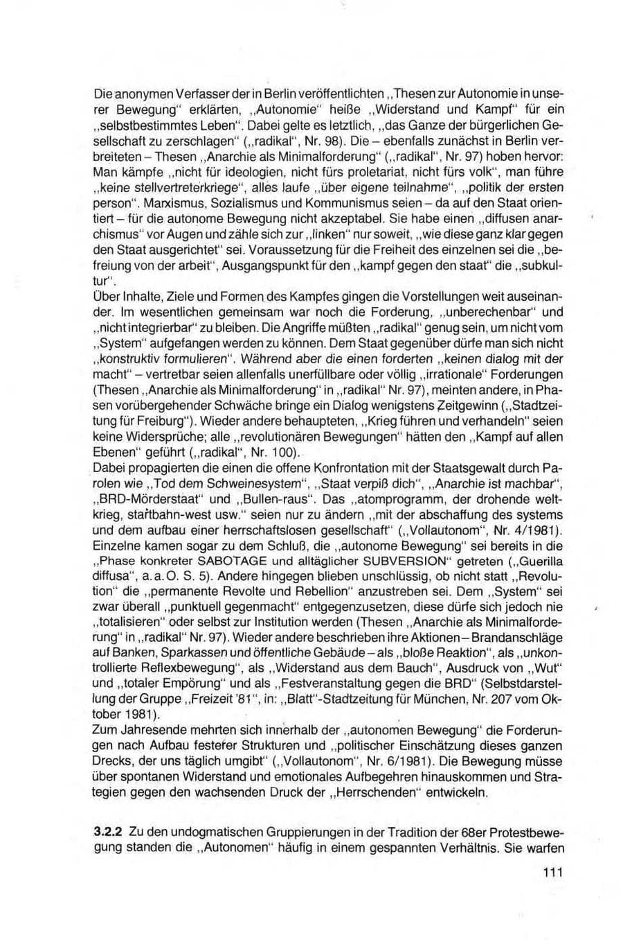 Seite 111 des Verfassungsschutzbericht 1981 Bund