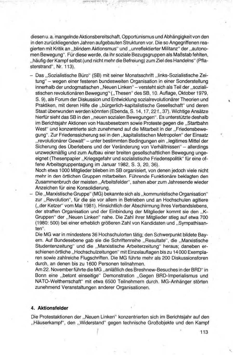 Seite 113 des Verfassungsschutzbericht 1981 Bund