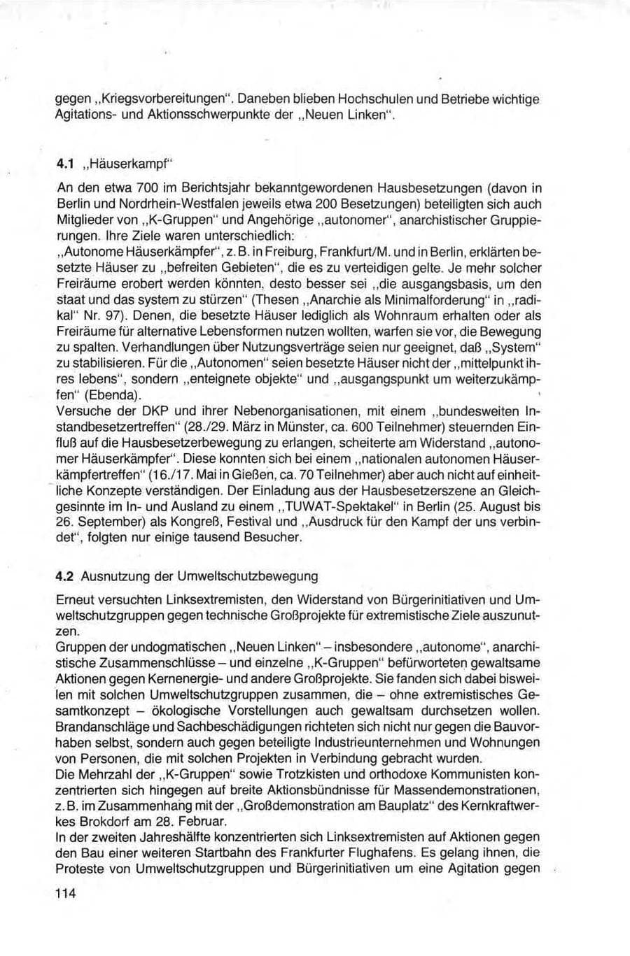 Seite 114 des Verfassungsschutzbericht 1981 Bund