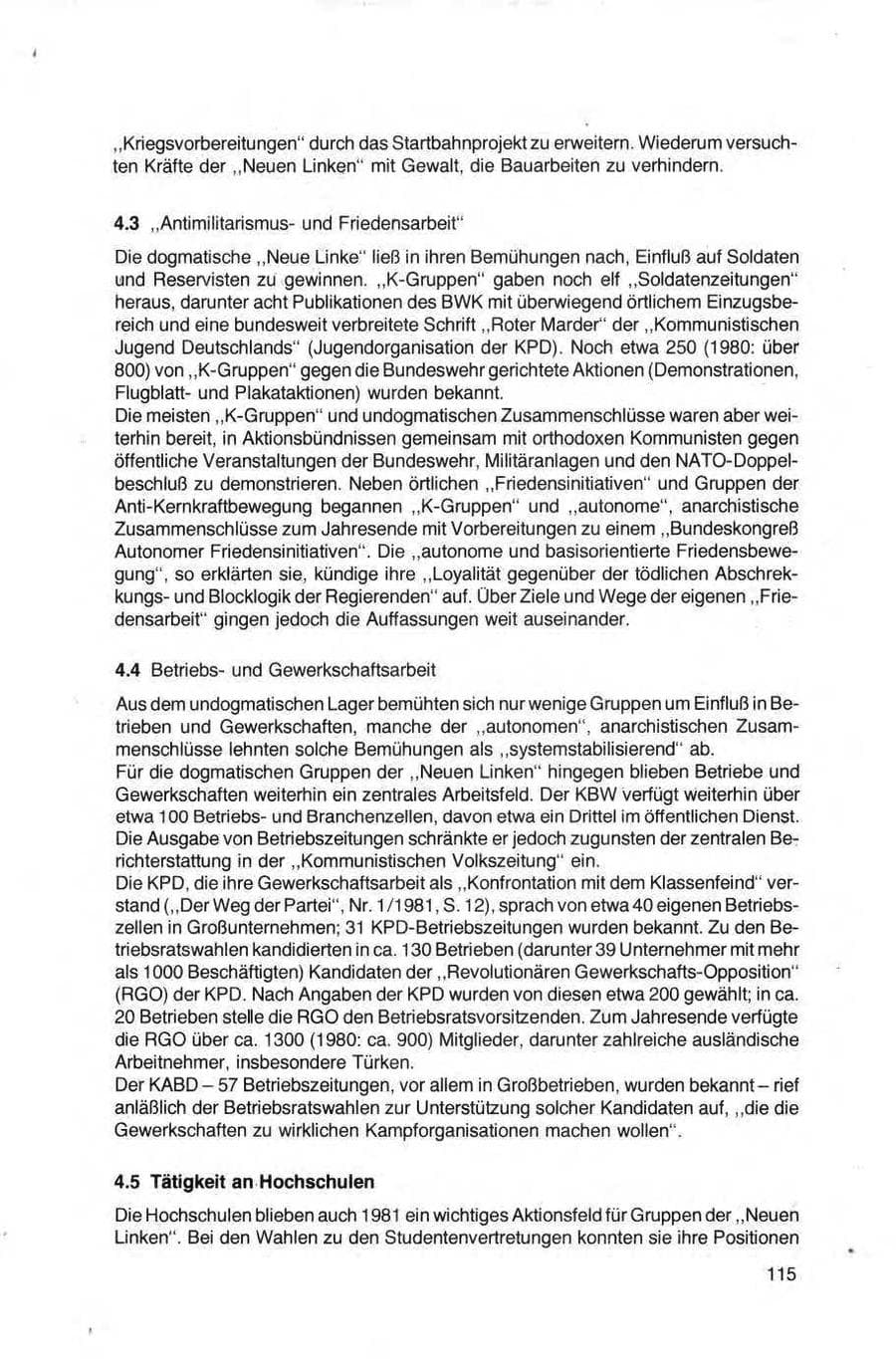 Seite 115 des Verfassungsschutzbericht 1981 Bund