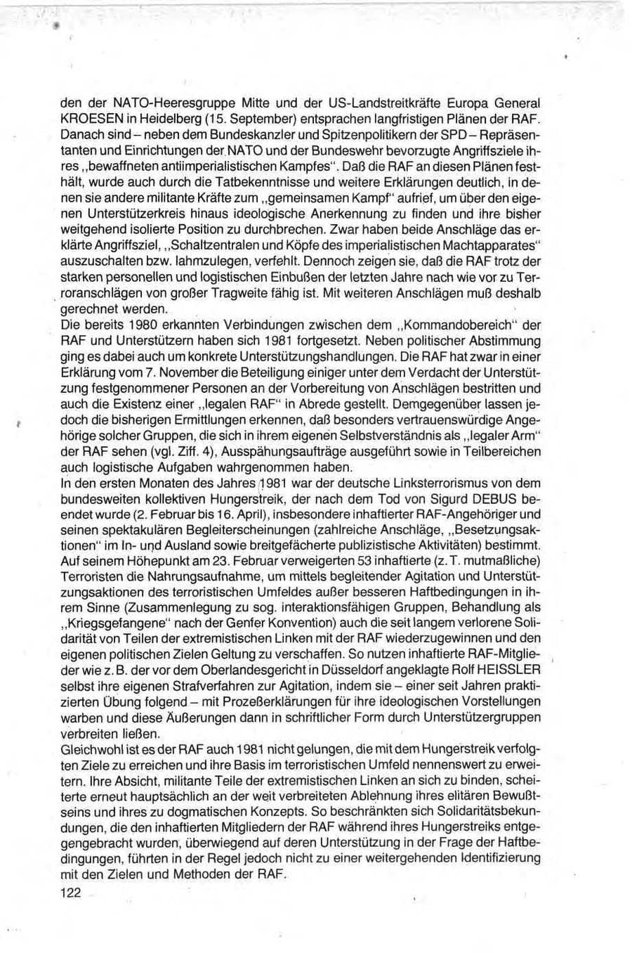 Seite 122 des Verfassungsschutzbericht 1981 Bund