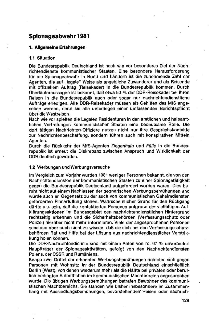 Seite 129 des Verfassungsschutzbericht 1981 Bund