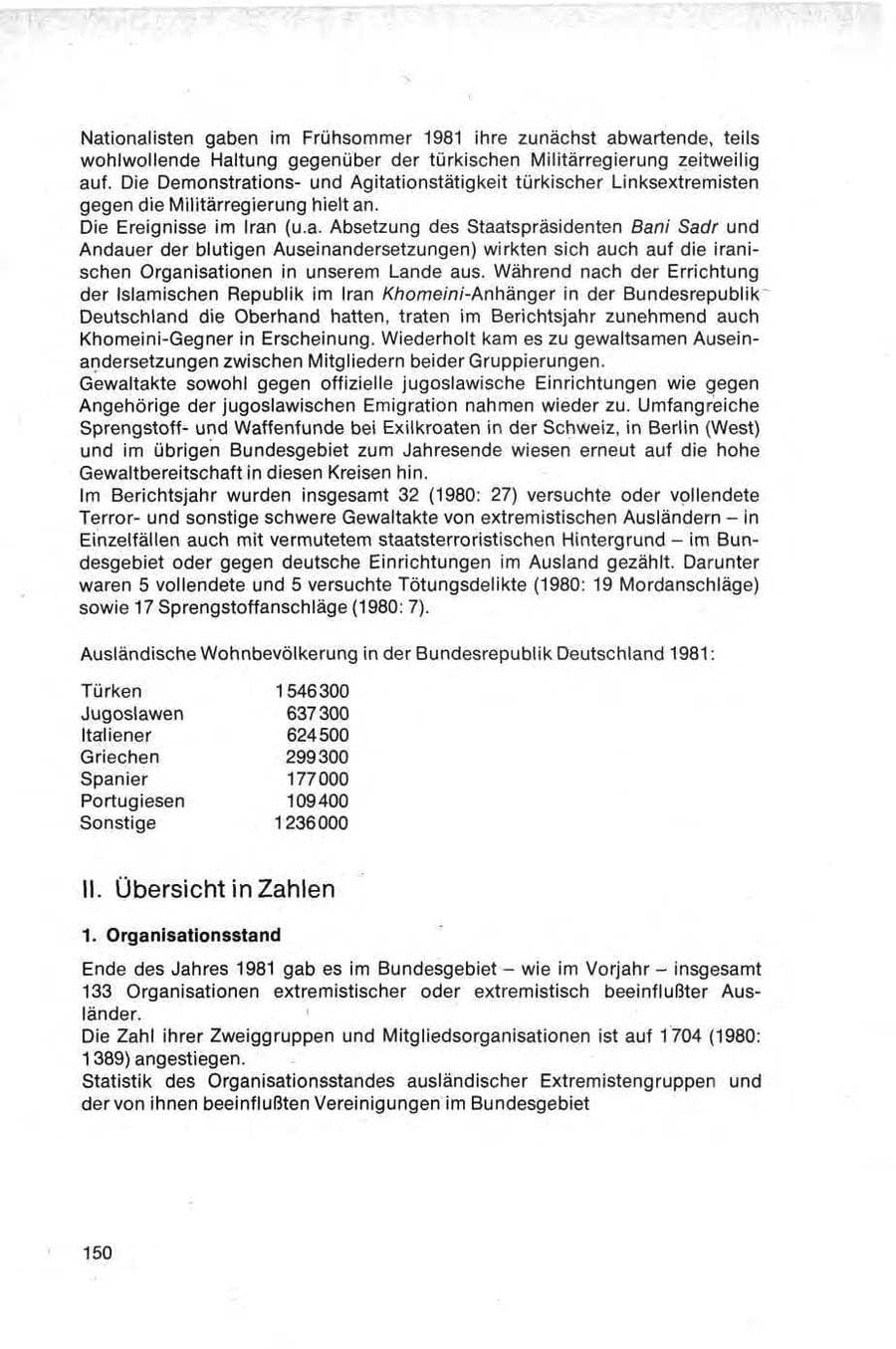 Seite 150 des Verfassungsschutzbericht 1981 Bund