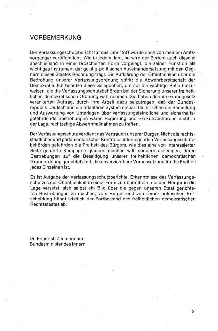 Seite 3 des Verfassungsschutzbericht 1981 Bund