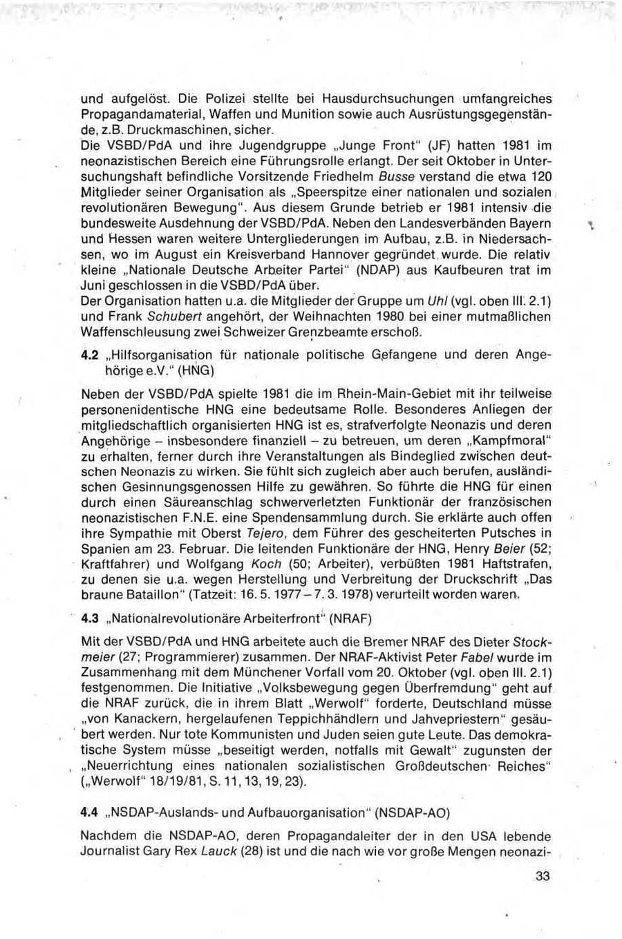 Seite 33 des Verfassungsschutzbericht 1981 Bund