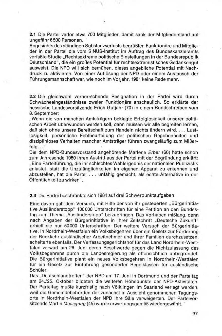 Seite 37 des Verfassungsschutzbericht 1981 Bund