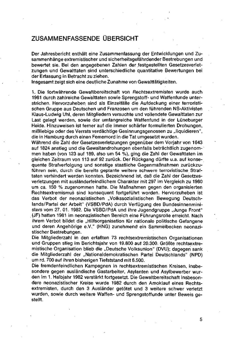 Seite 5 des Verfassungsschutzbericht 1981 Bund