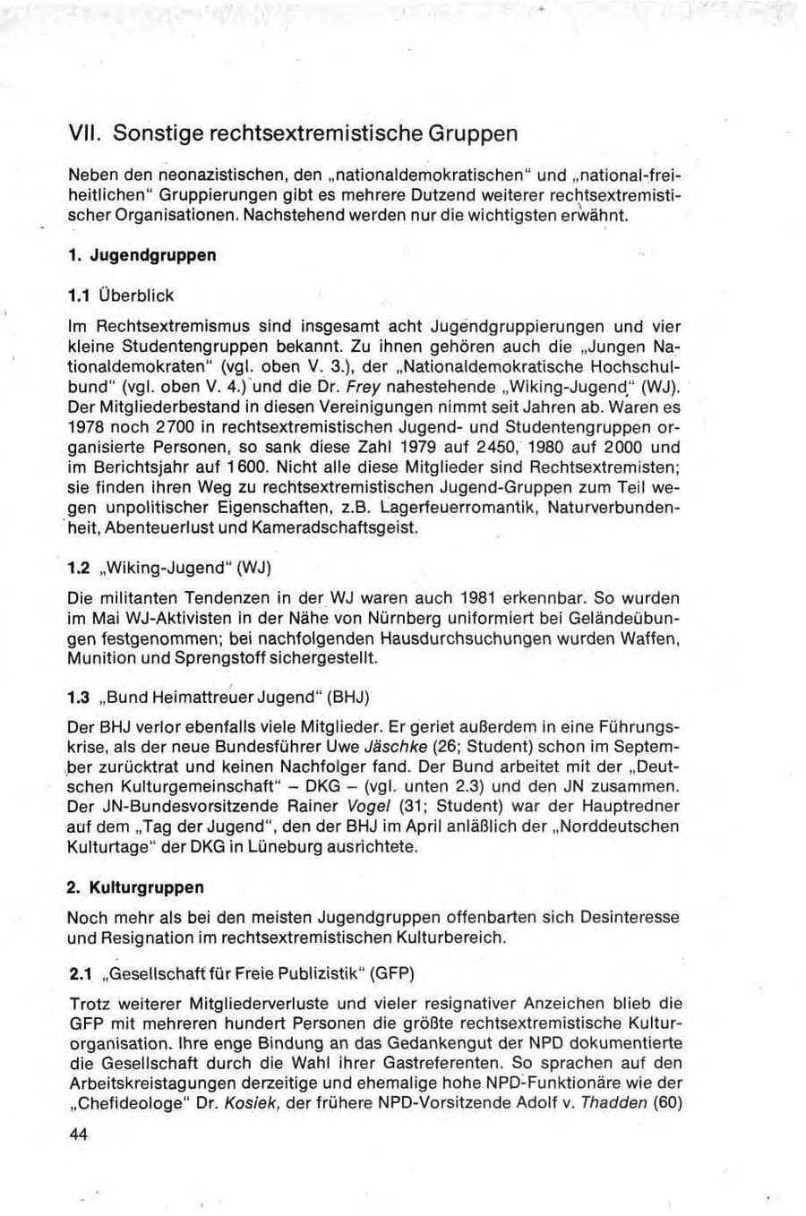 Seite 44 des Verfassungsschutzbericht 1981 Bund