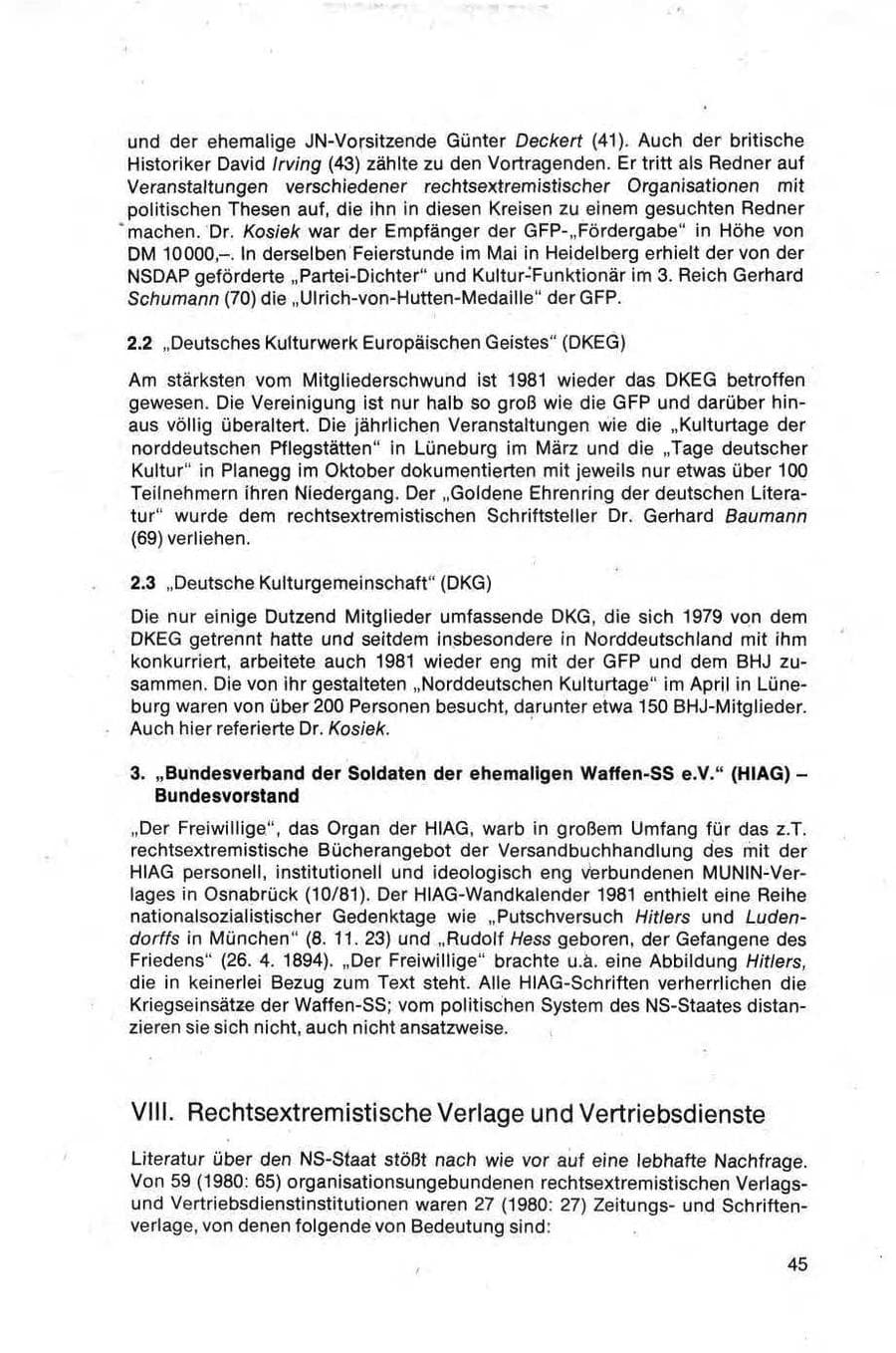Seite 45 des Verfassungsschutzbericht 1981 Bund