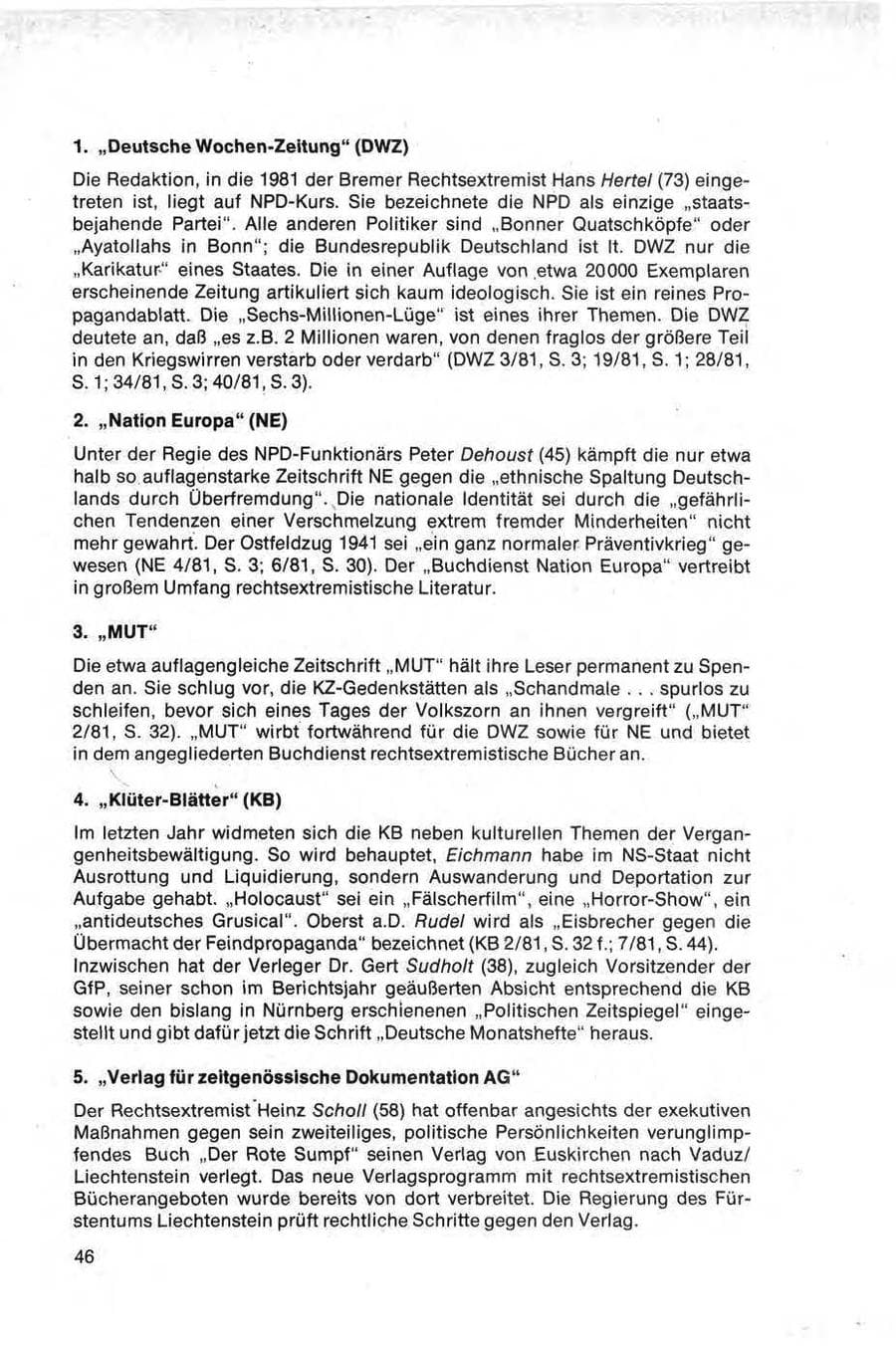 Seite 46 des Verfassungsschutzbericht 1981 Bund