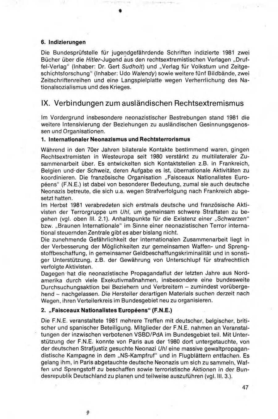 Seite 47 des Verfassungsschutzbericht 1981 Bund