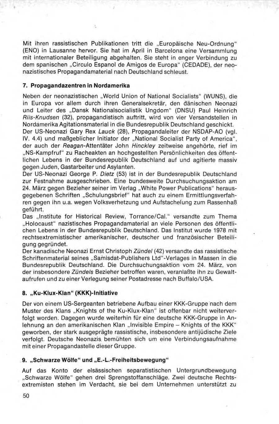 Seite 50 des Verfassungsschutzbericht 1981 Bund