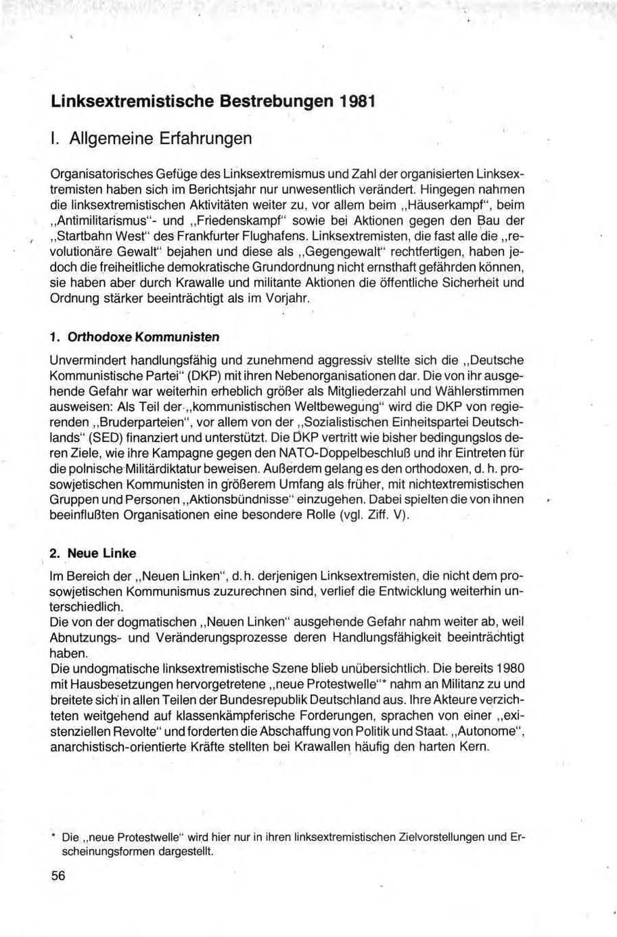 Seite 56 des Verfassungsschutzbericht 1981 Bund