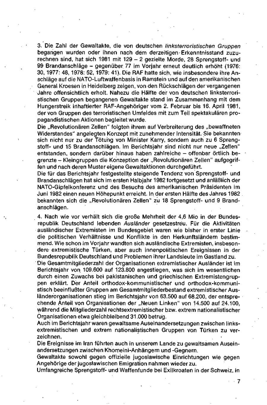 Seite 7 des Verfassungsschutzbericht 1981 Bund