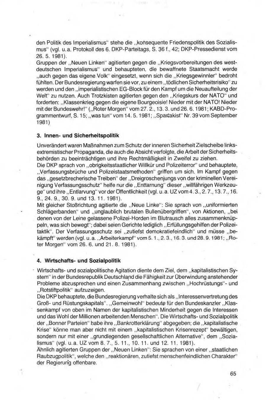 Seite 65 des Verfassungsschutzbericht 1981 Bund