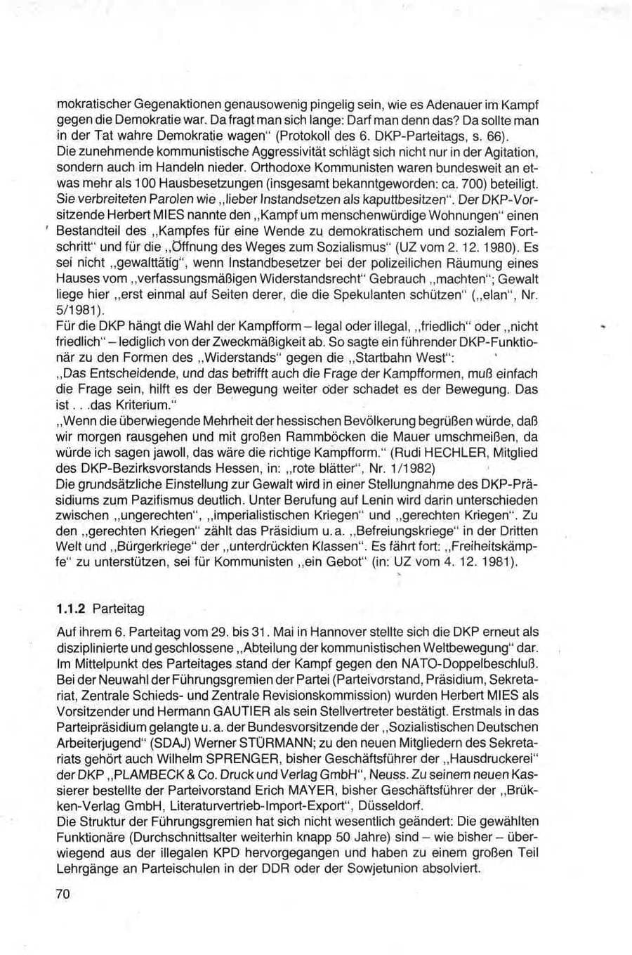 Seite 70 des Verfassungsschutzbericht 1981 Bund