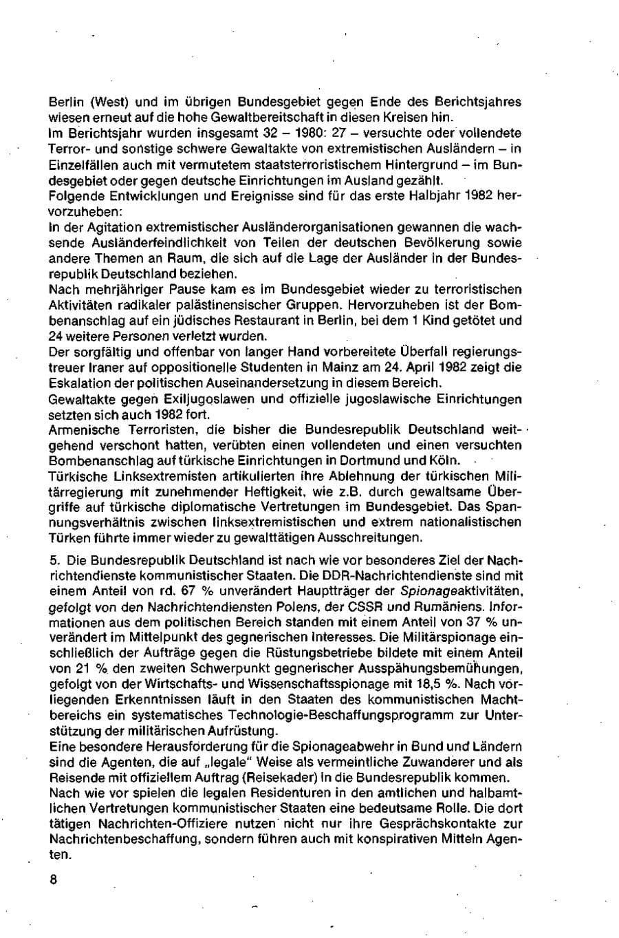 Seite 8 des Verfassungsschutzbericht 1981 Bund